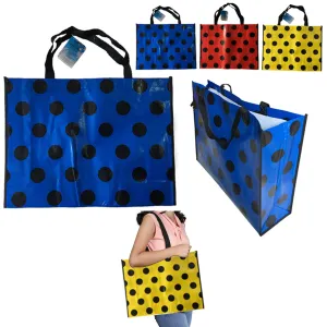 2 Pc Large Tote Bags Polka Dot Reusable Shopping Bag Grocery Storage Laundry 20"