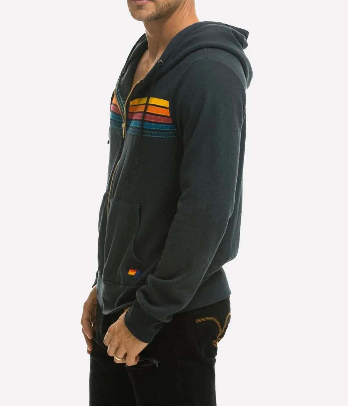 5 Stripe Hoodie in Charcoal