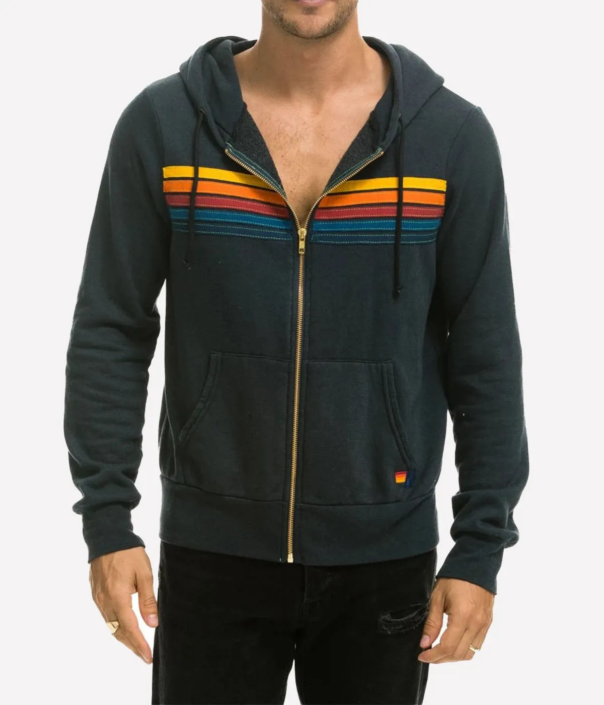 5 Stripe Hoodie in Charcoal