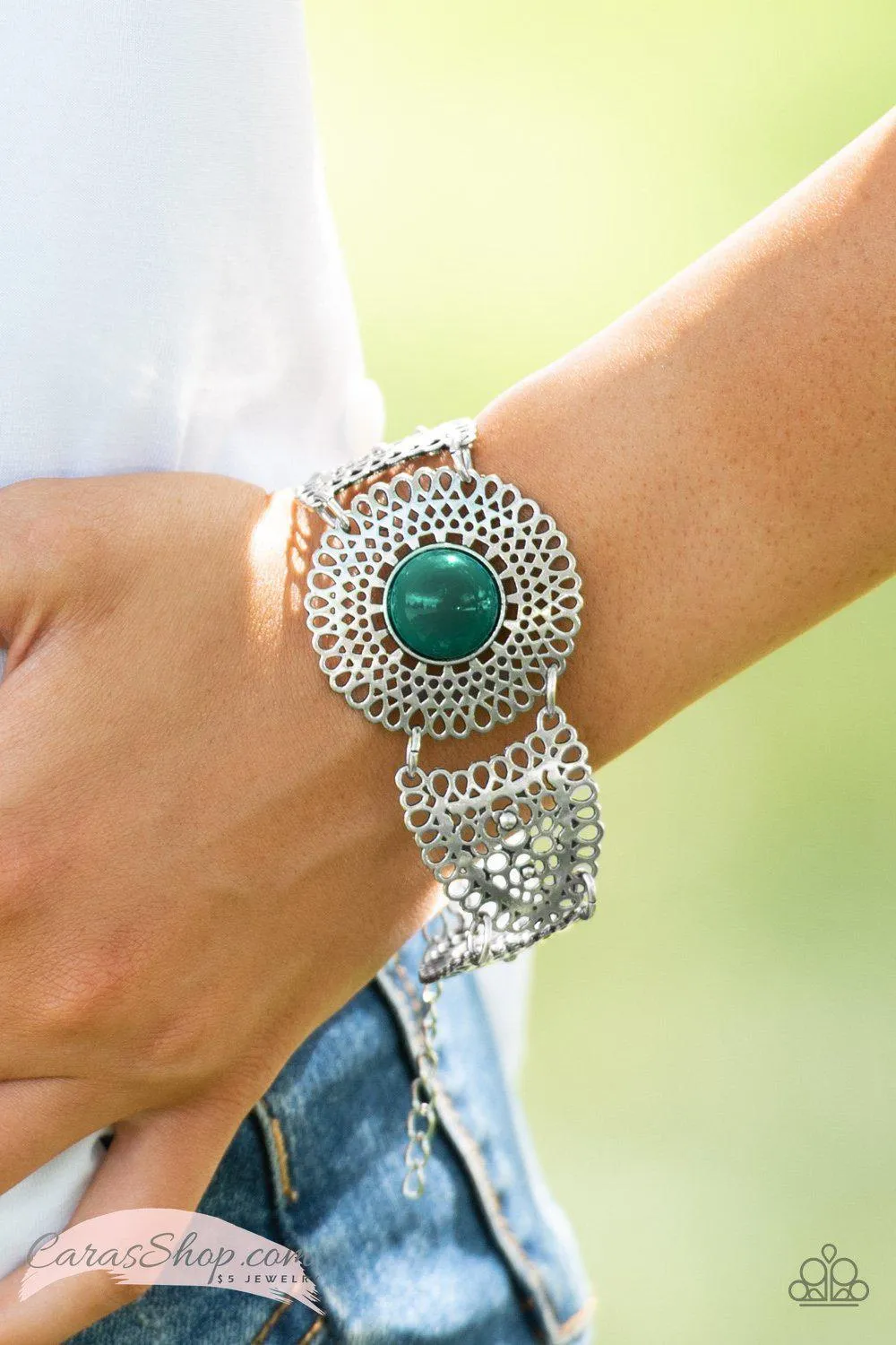 Avant-VANGUARD Green and Silver Bracelet - Paparazzi Accessories