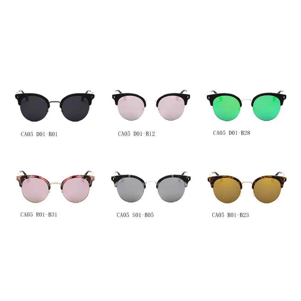 BILOXI Half Frame Round Cat Eye Polarized Sunglasses