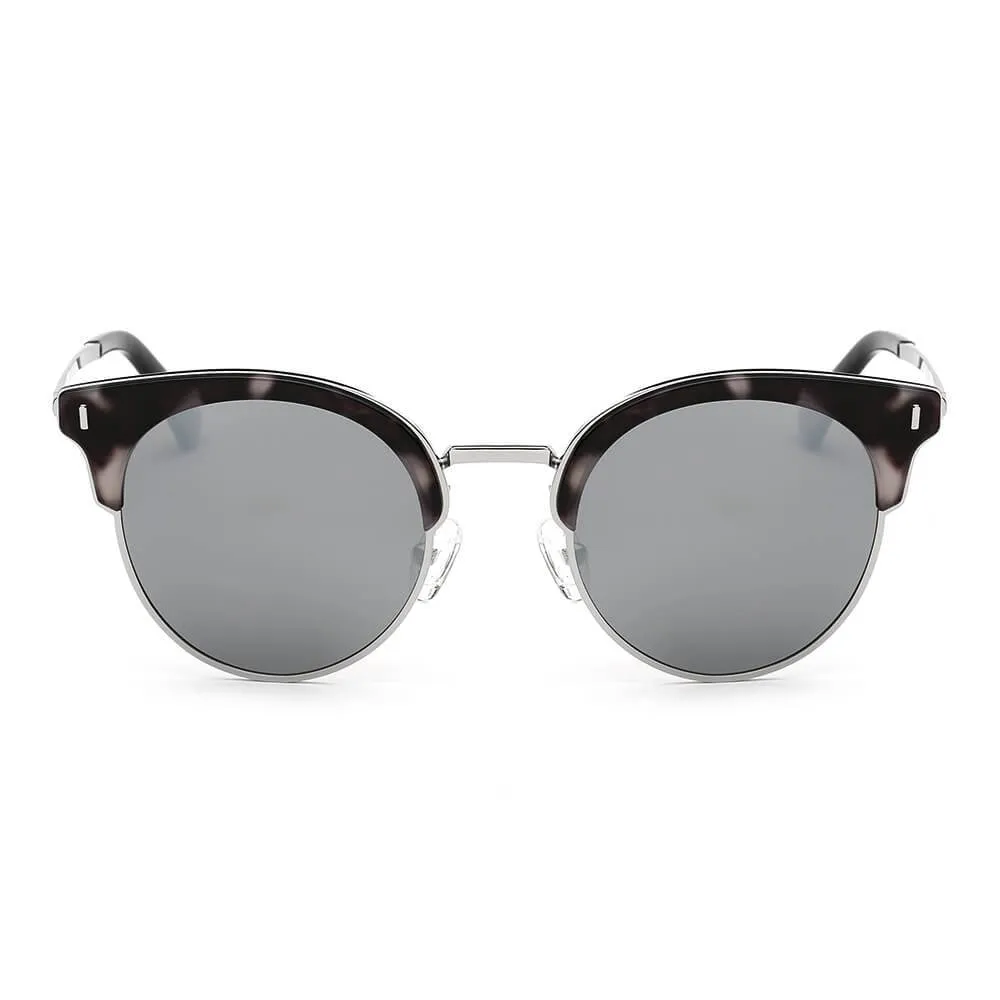 BILOXI Half Frame Round Cat Eye Polarized Sunglasses