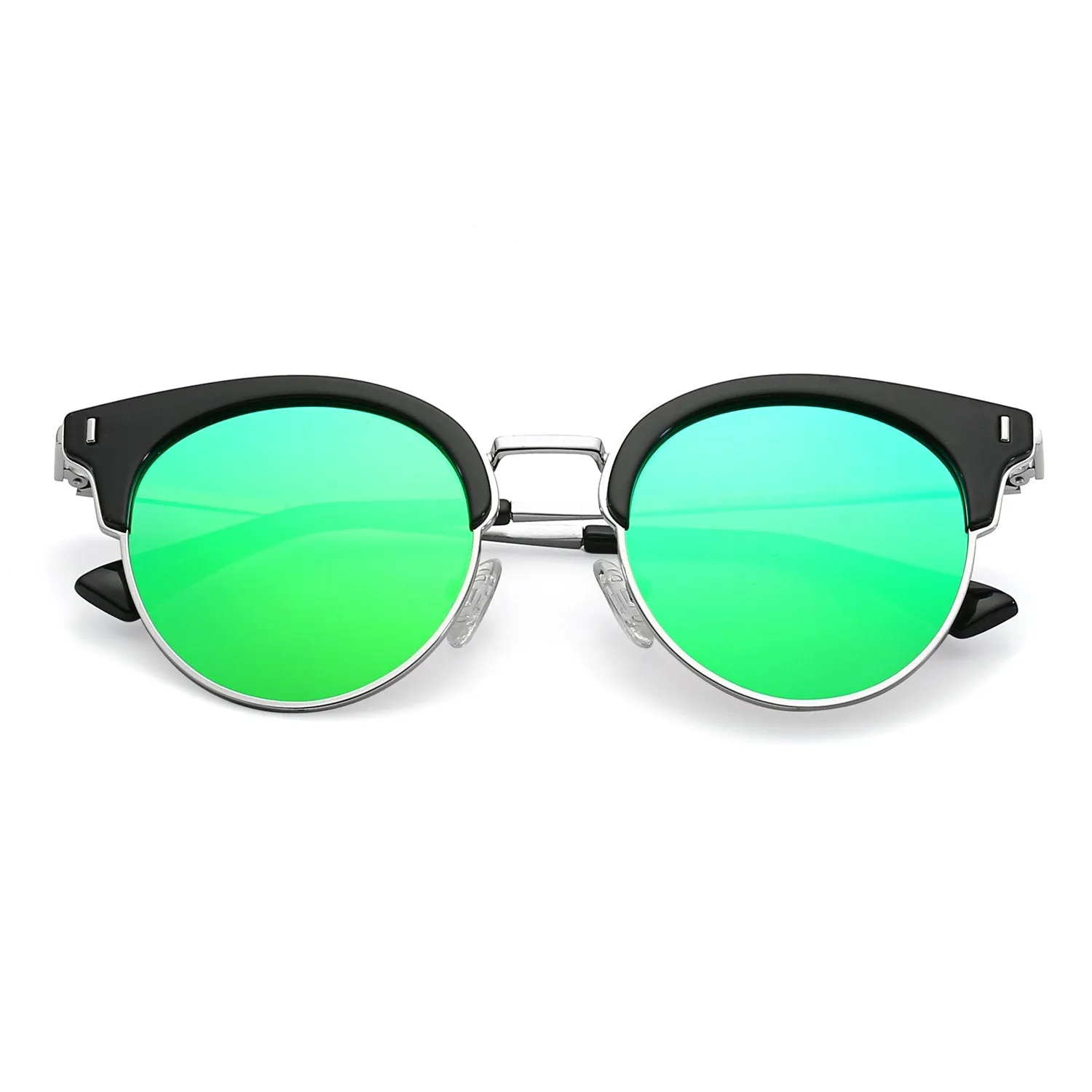 BILOXI Half Frame Round Cat Eye Polarized Sunglasses
