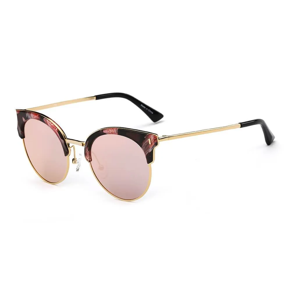 BILOXI Half Frame Round Cat Eye Polarized Sunglasses