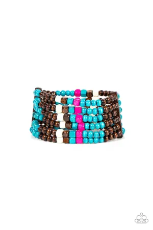 Dive into Maldives Turquoise Blue Wood Bracelet - Paparazzi Accessories