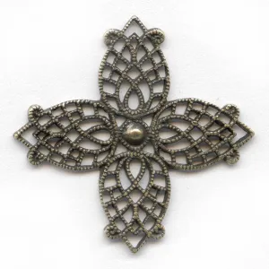 Oxidized yellow brass filigree from Germany, great for wrapping, 28mm 1 pc. B9-2072(e)