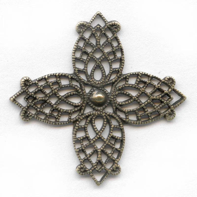 Oxidized yellow brass filigree from Germany, great for wrapping, 28mm 1 pc. B9-2072(e)