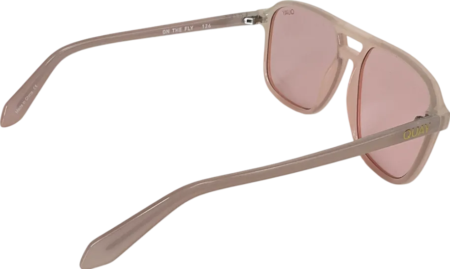 QUAY Pink Love Island On The Fly Aviator Sunglasses In Crystal One Size