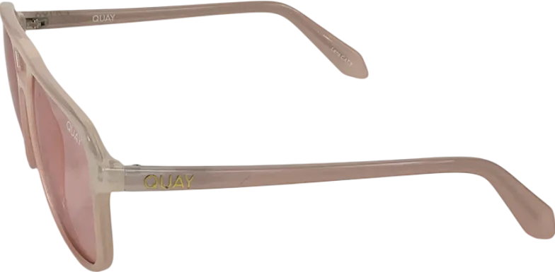 QUAY Pink Love Island On The Fly Aviator Sunglasses In Crystal One Size