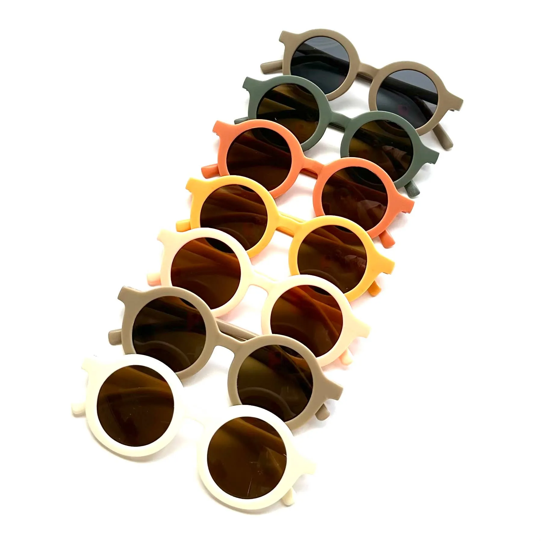 Retro Round Kids Sunglasses Matt Finish: Cream