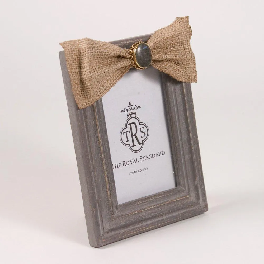RS Burlap Bow 4x6 Frame with Stone - Asst