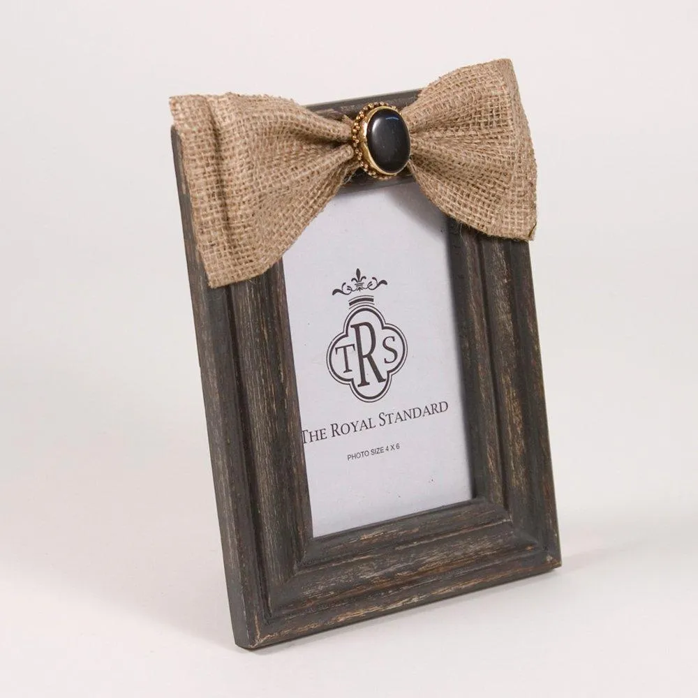 RS Burlap Bow 4x6 Frame with Stone - Asst