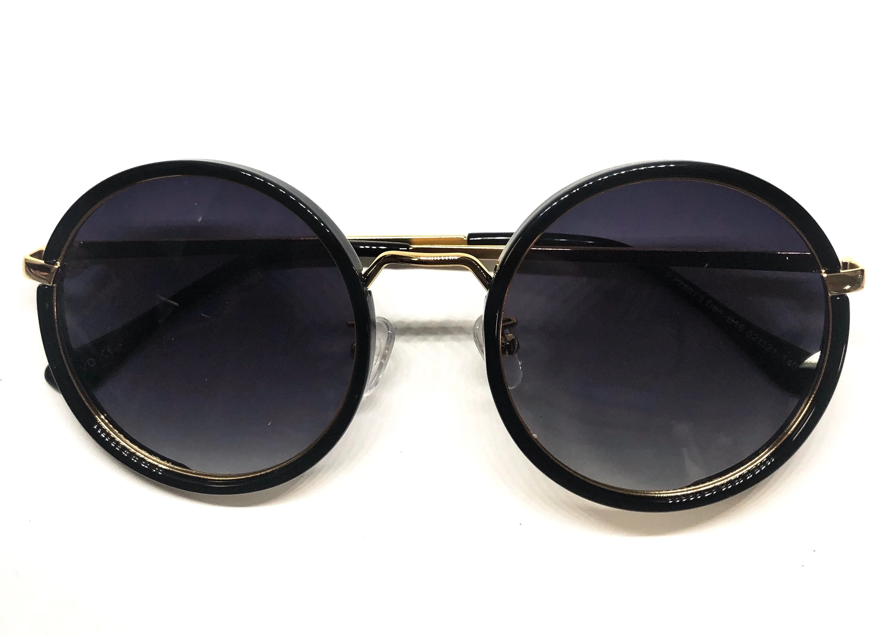 See It Through Gold & Black Round Sunglasses