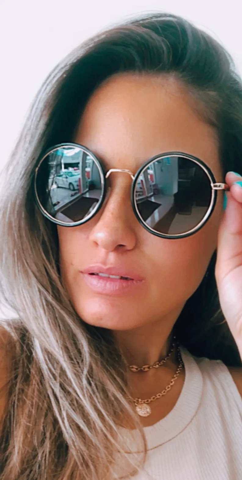 See It Through Gold & Black Round Sunglasses