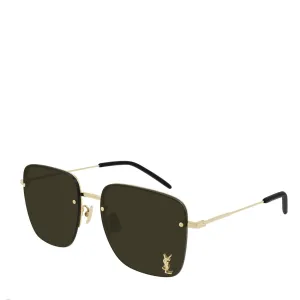YSL SL312M Logo Lens Frameless Aviator, Mirror Gold